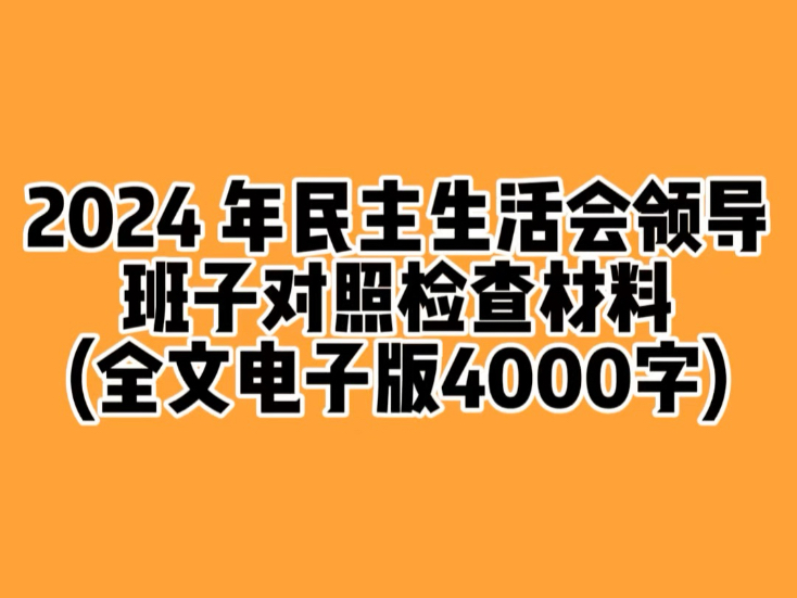 2024 年民主生活会领导班子对照检查材料2