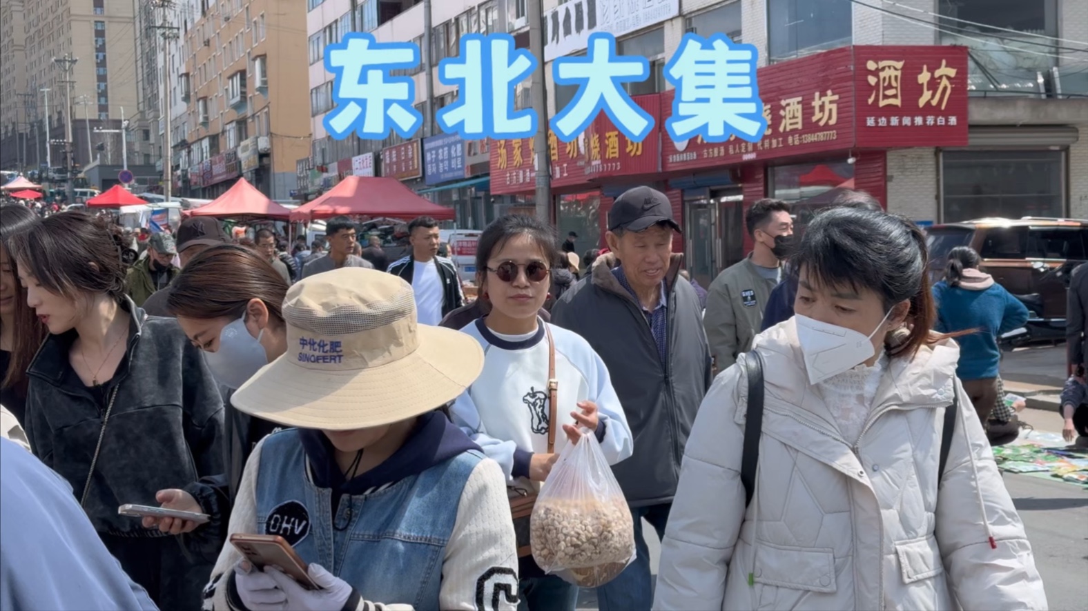 和邻居一起逛东北大集，大土豆子5块钱3斤，蓝莓20块钱一大盒！
