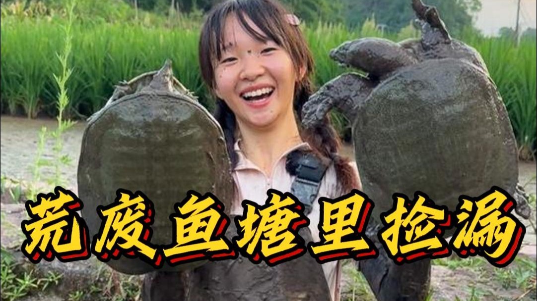 在放干水的鱼塘里捡漏，究竟能上多少大货？