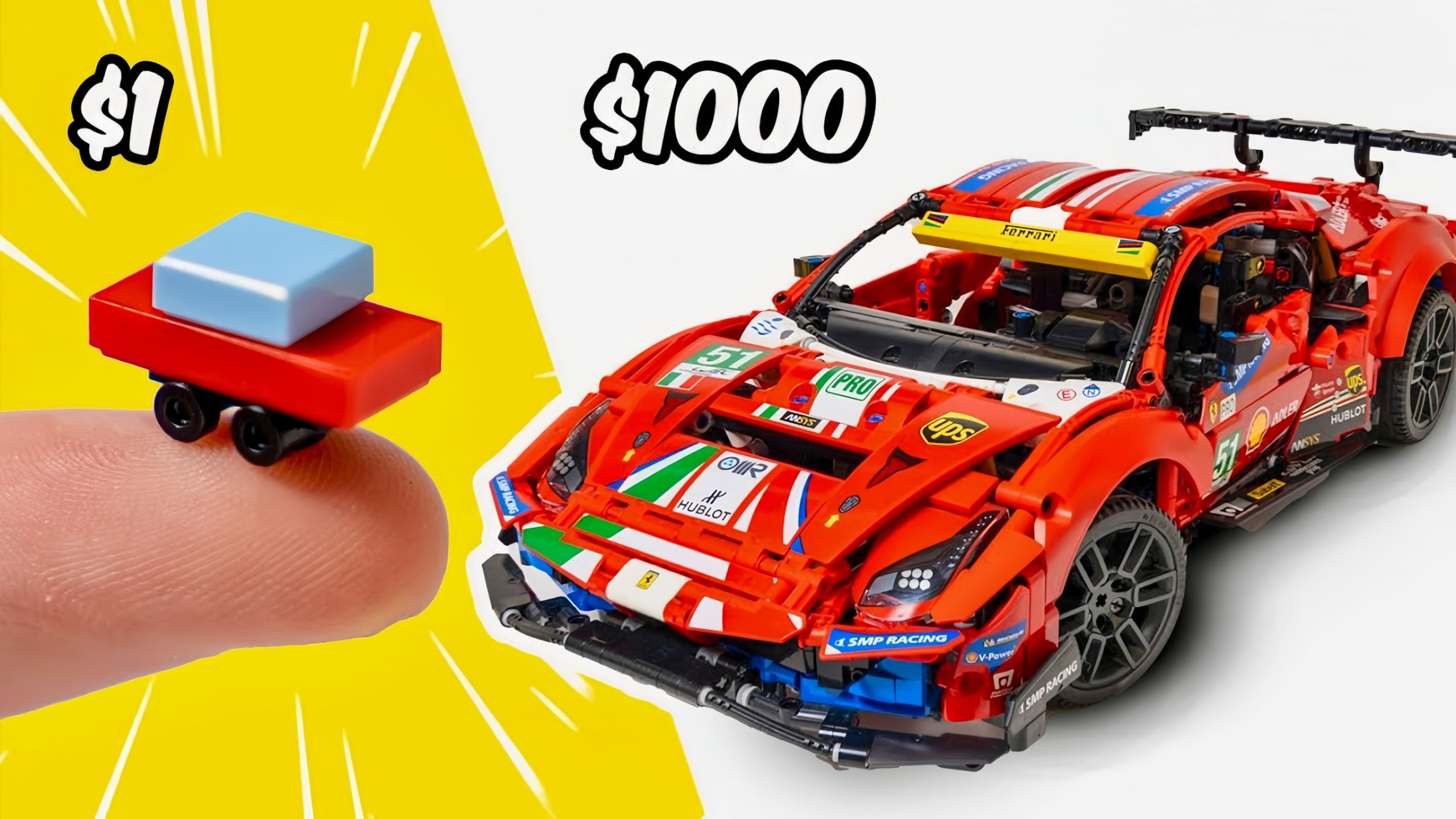 1 美元 vs1000 美元乐高车！终极竞速超燃