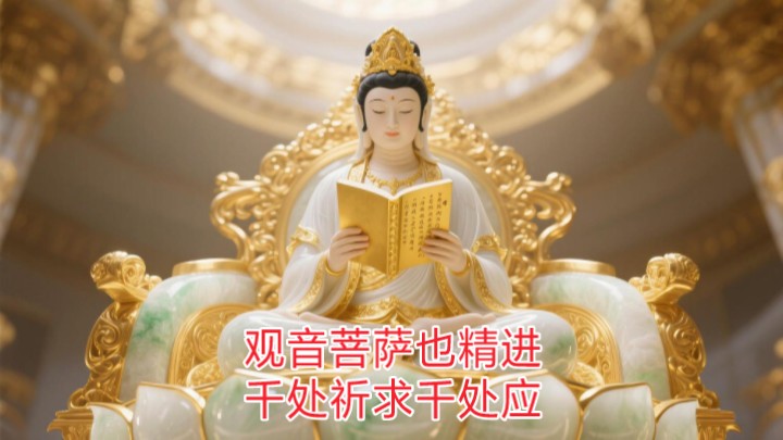 金镶玉观音菩萨像，寓意：吉祥平安，金玉满堂！