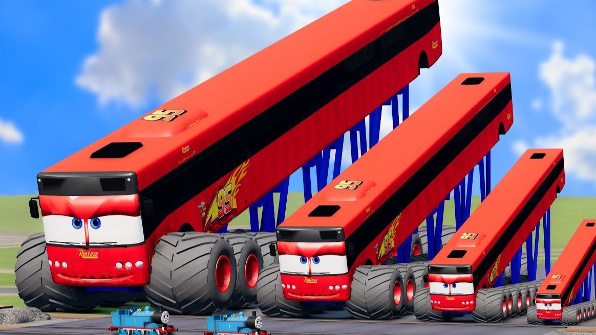 3D玩具车动画启蒙|fat Lightning Mcqueen Double Monster