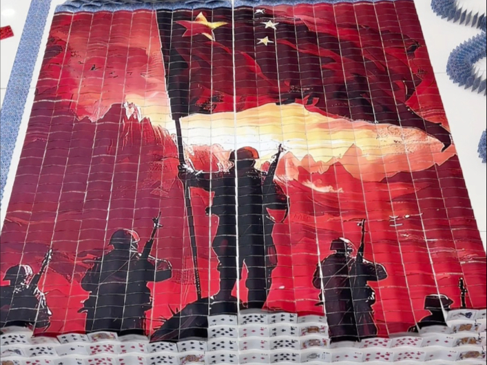 战争会倒下，但和平永远屹立不倒#手工 #扑克牌 #抗战胜利80周
