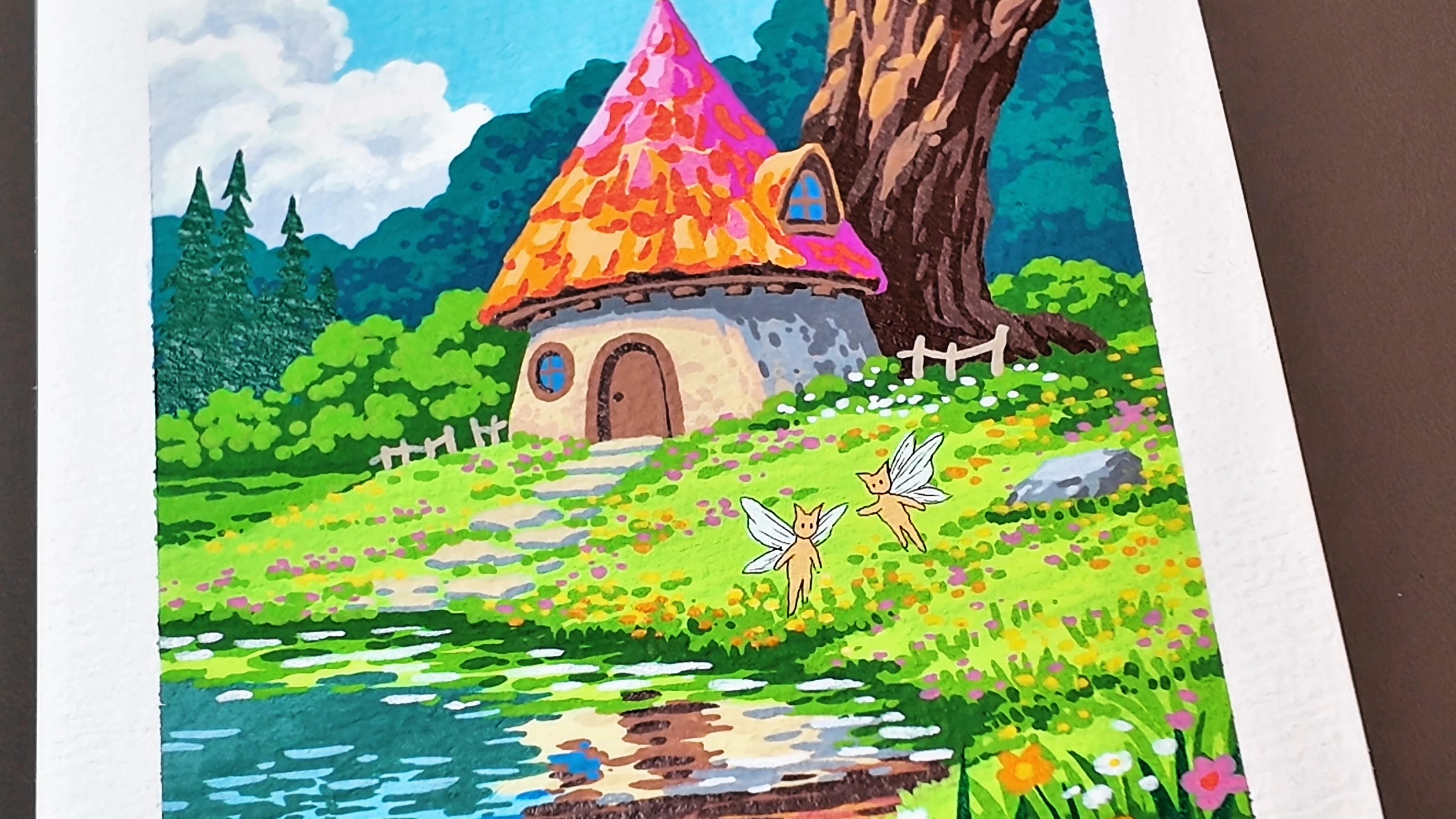 丙烯马克笔手绘精灵的小屋，一起来画画吧