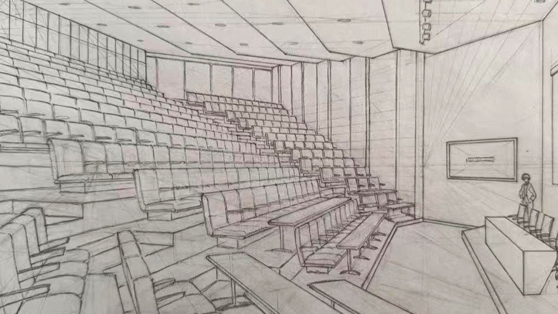 画室老师不会告诉你报告厅怎么画