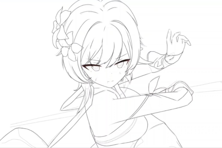 画了很久的画，越画越怪，遂摆烂。。。