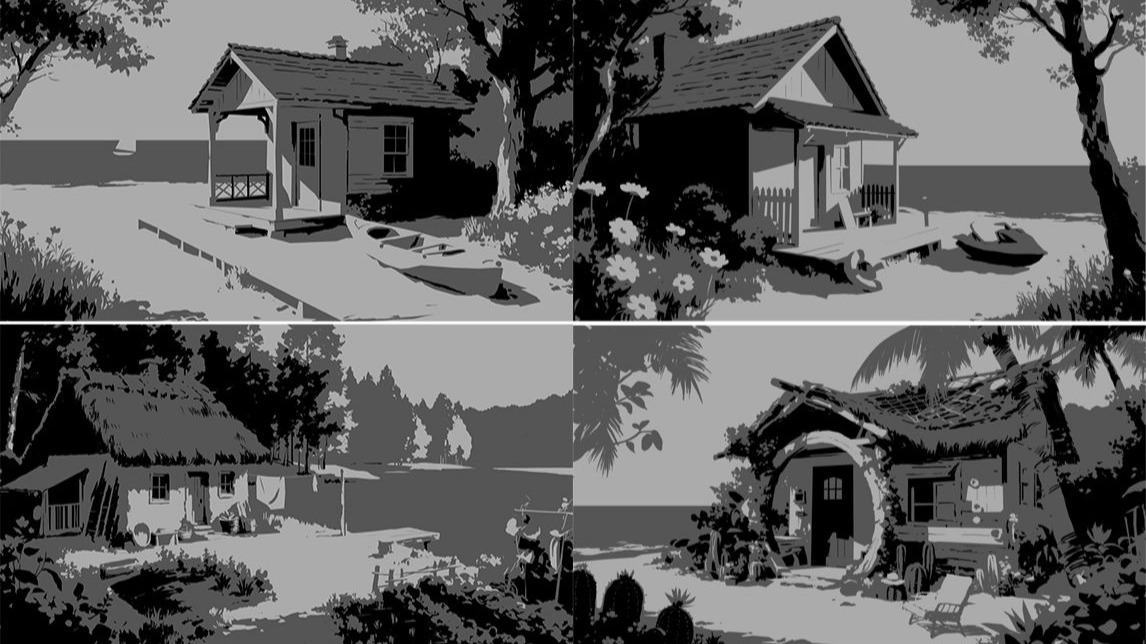 3灰阶？其实我只画2个！菜园/海边/热带小屋全搞定！原来画画可以这