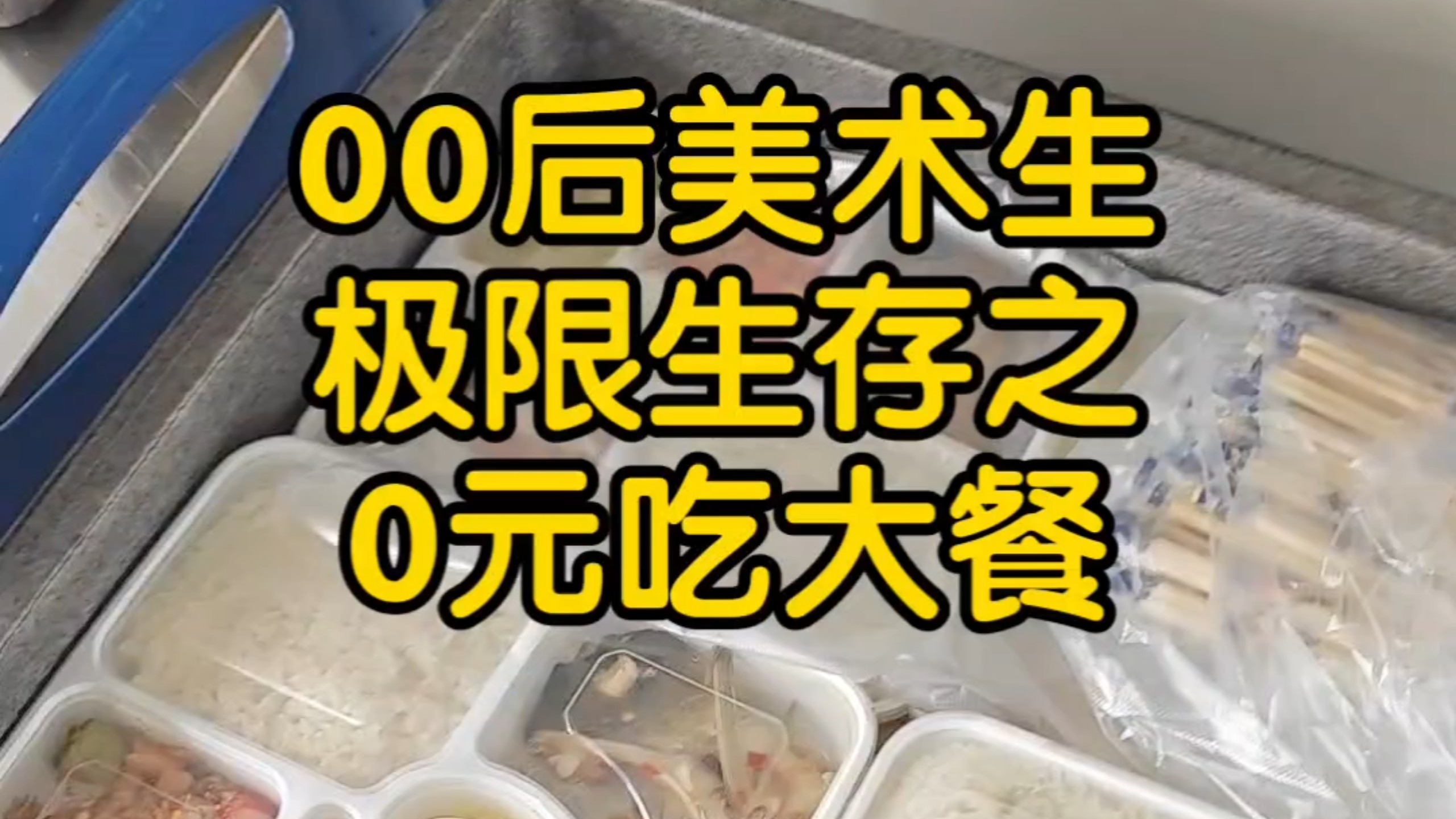 00后美术生极限生存之0元吃大餐。今天是外卖员