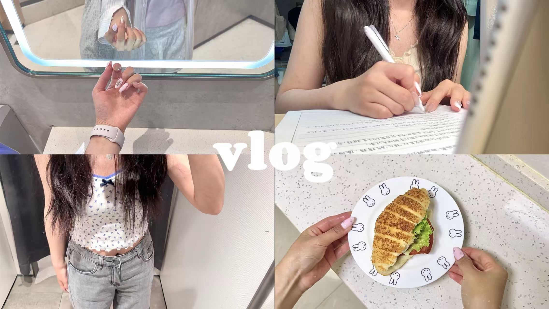 VLOG*每天都在上早八的实训课/粉粉嫩新美甲/放假前在校的最