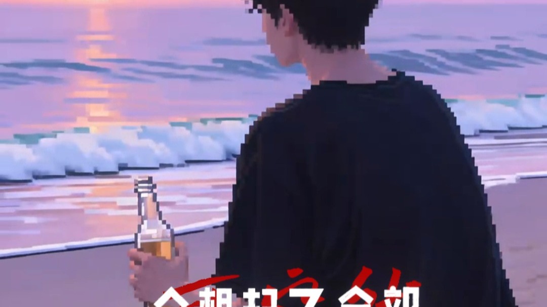 紫调黄昏，少年与酒共赏海的温柔
