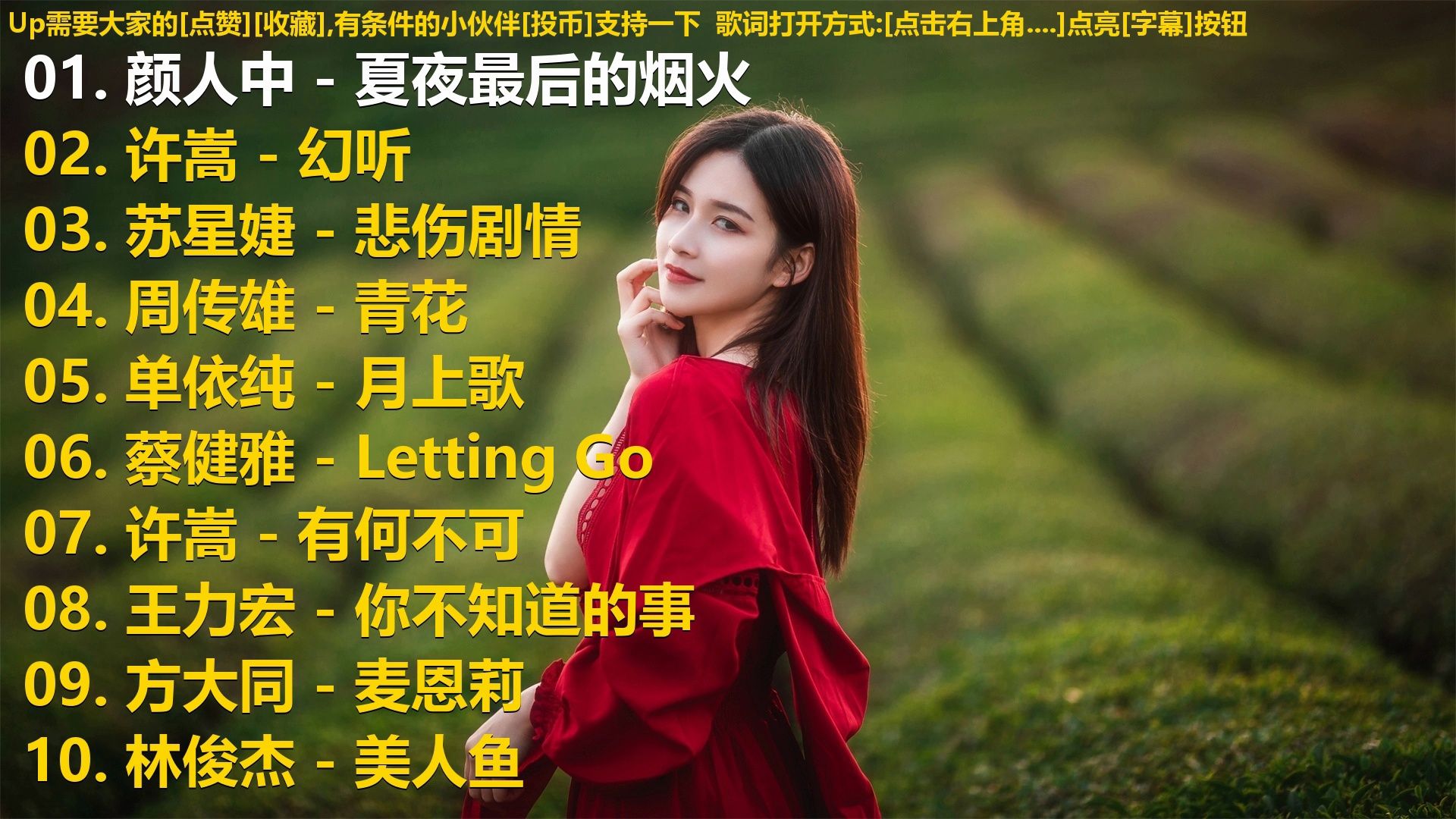 精选歌单合集《颜人中 - 夏夜最后的烟火》《许嵩 - 幻听》《