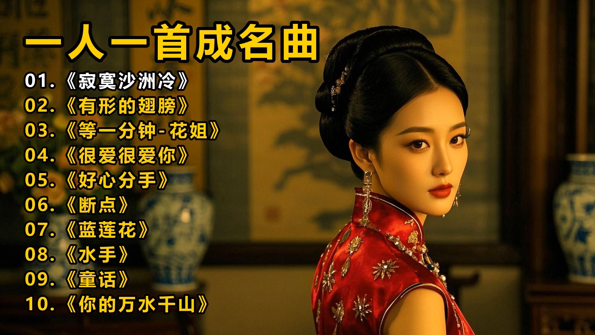 一人一首成名曲《寂寞沙洲冷》《有形的翅膀》《等一分钟-花