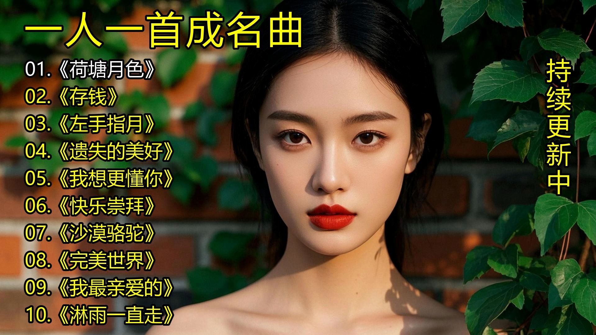 一人一首成名曲《荷塘月色》《存钱》《左手指月》《遗失的美