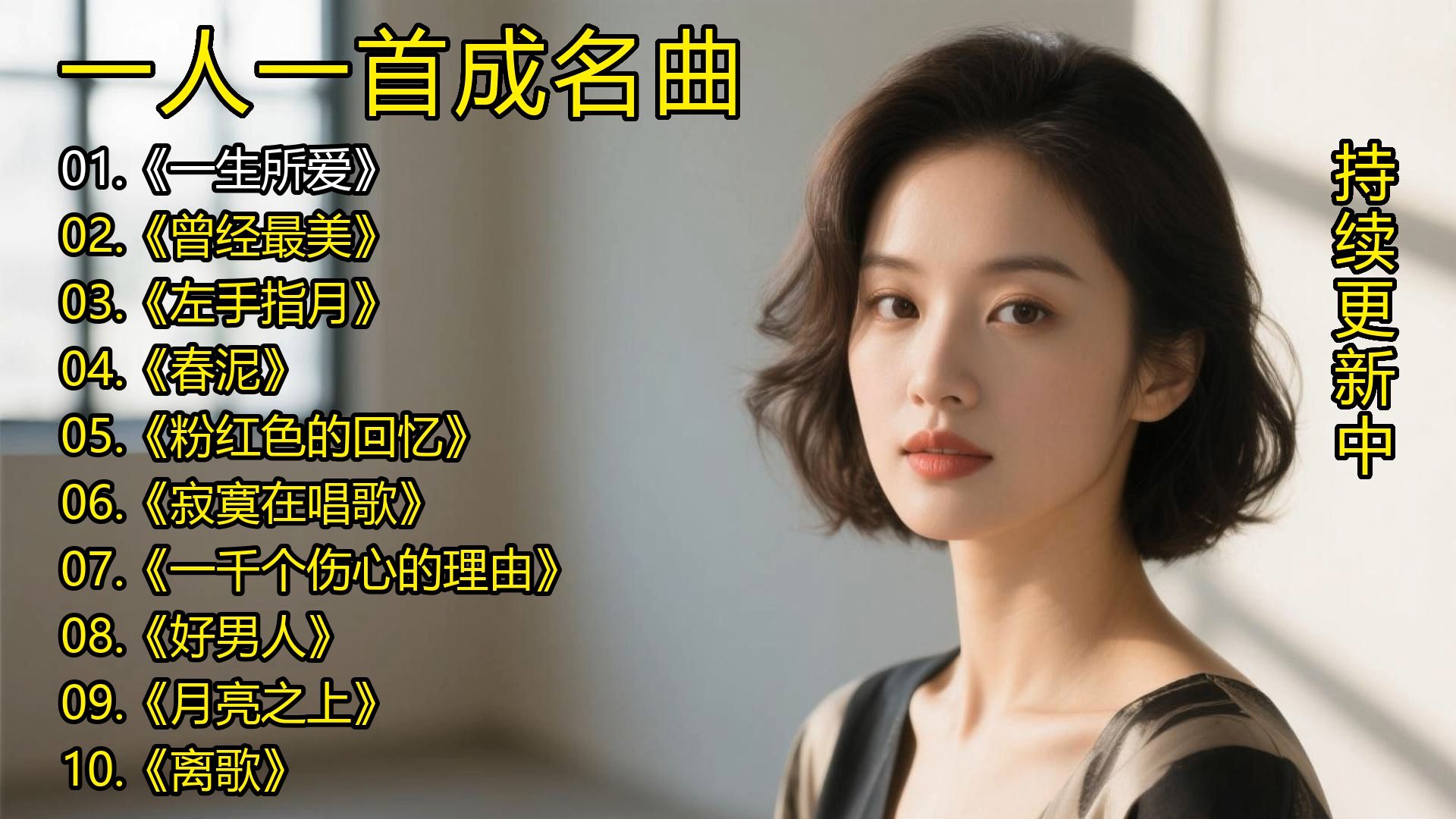 一人一首成名曲《一生所爱》《曾经最美》《左手指月》《春泥