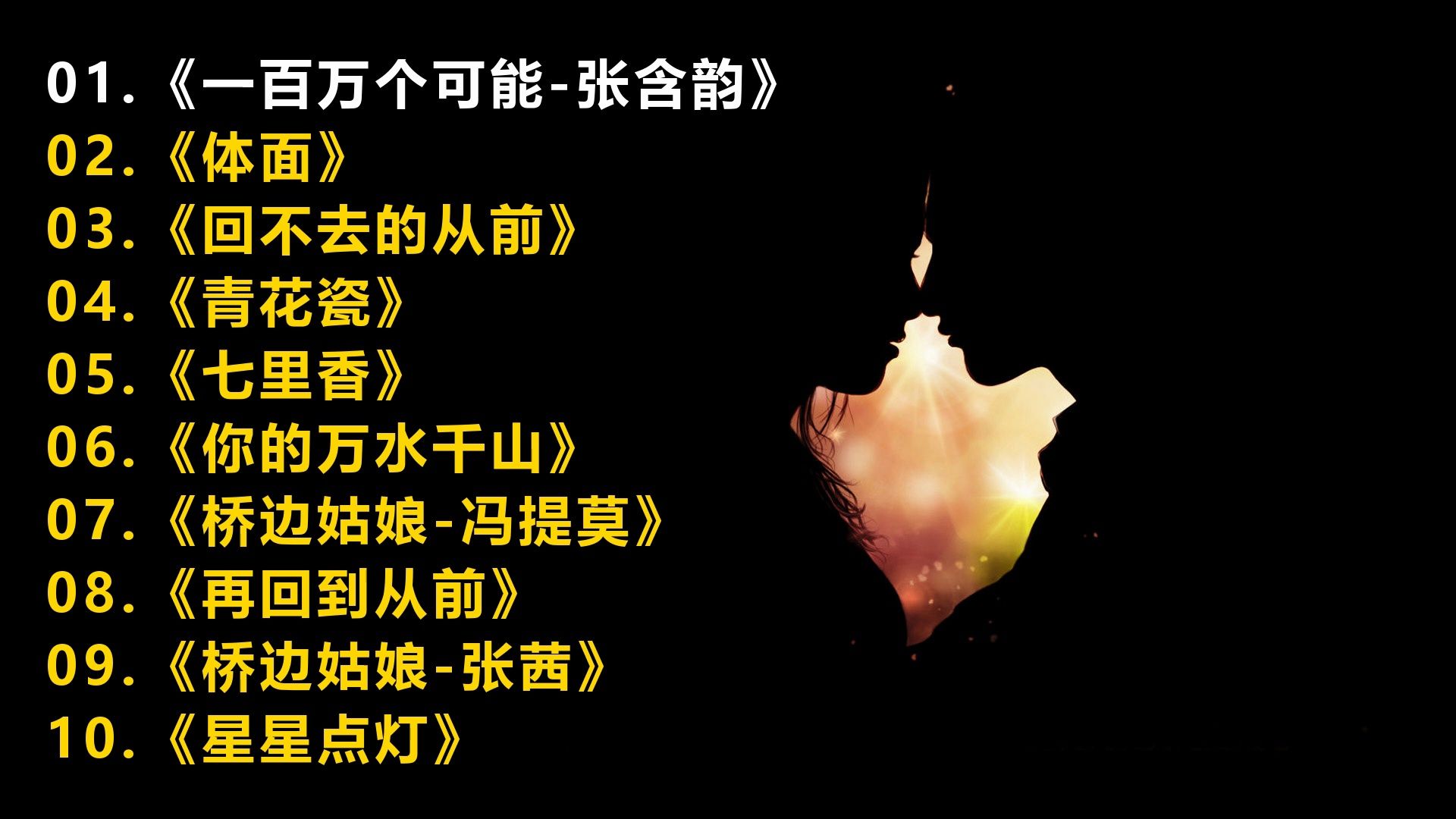 【精选音乐榜单】《一百万个可能-张含韵》《体面》《回不去