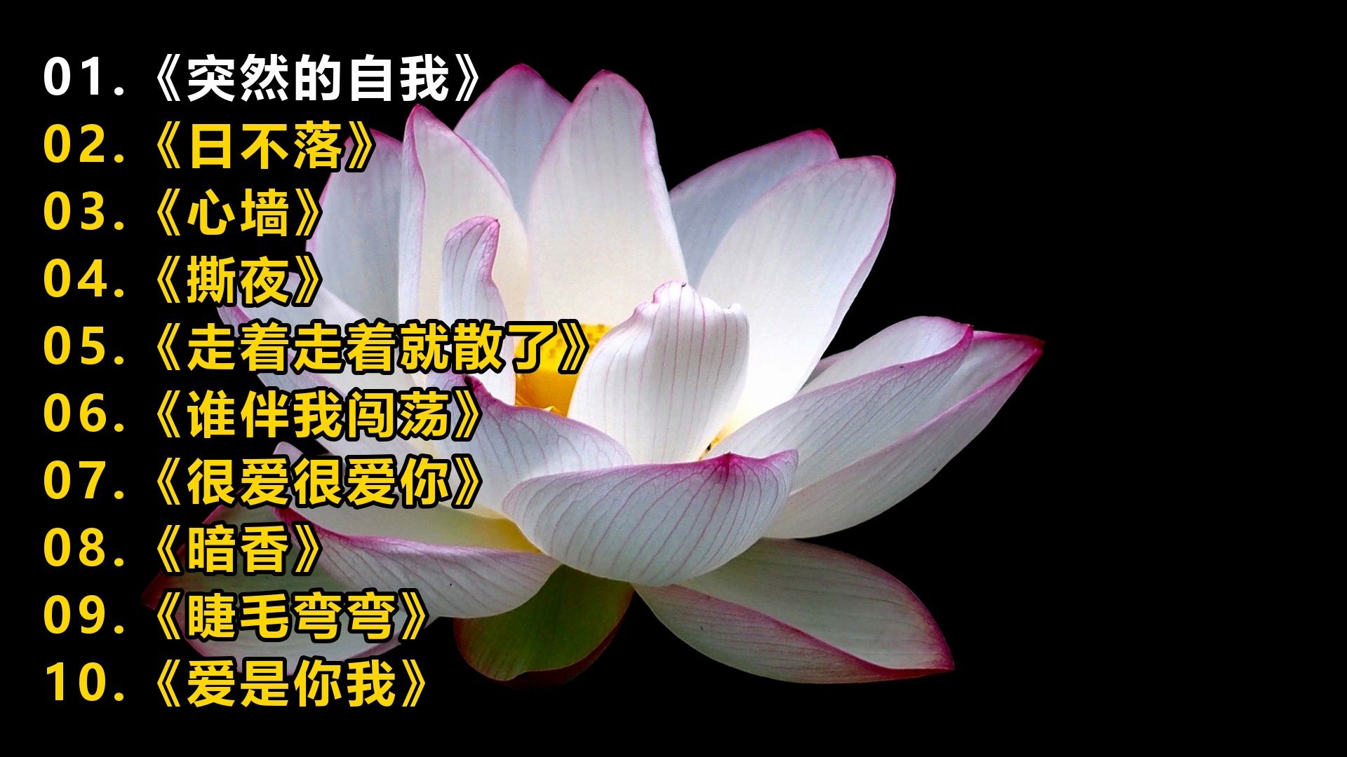 精选歌单《突然的自我》《日不落》《心墙》《撕夜》《走着走