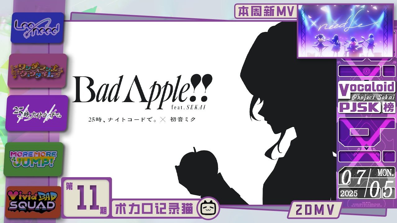 bilibili PJSK演出MV周榜 2025年7月5日（第十一期）