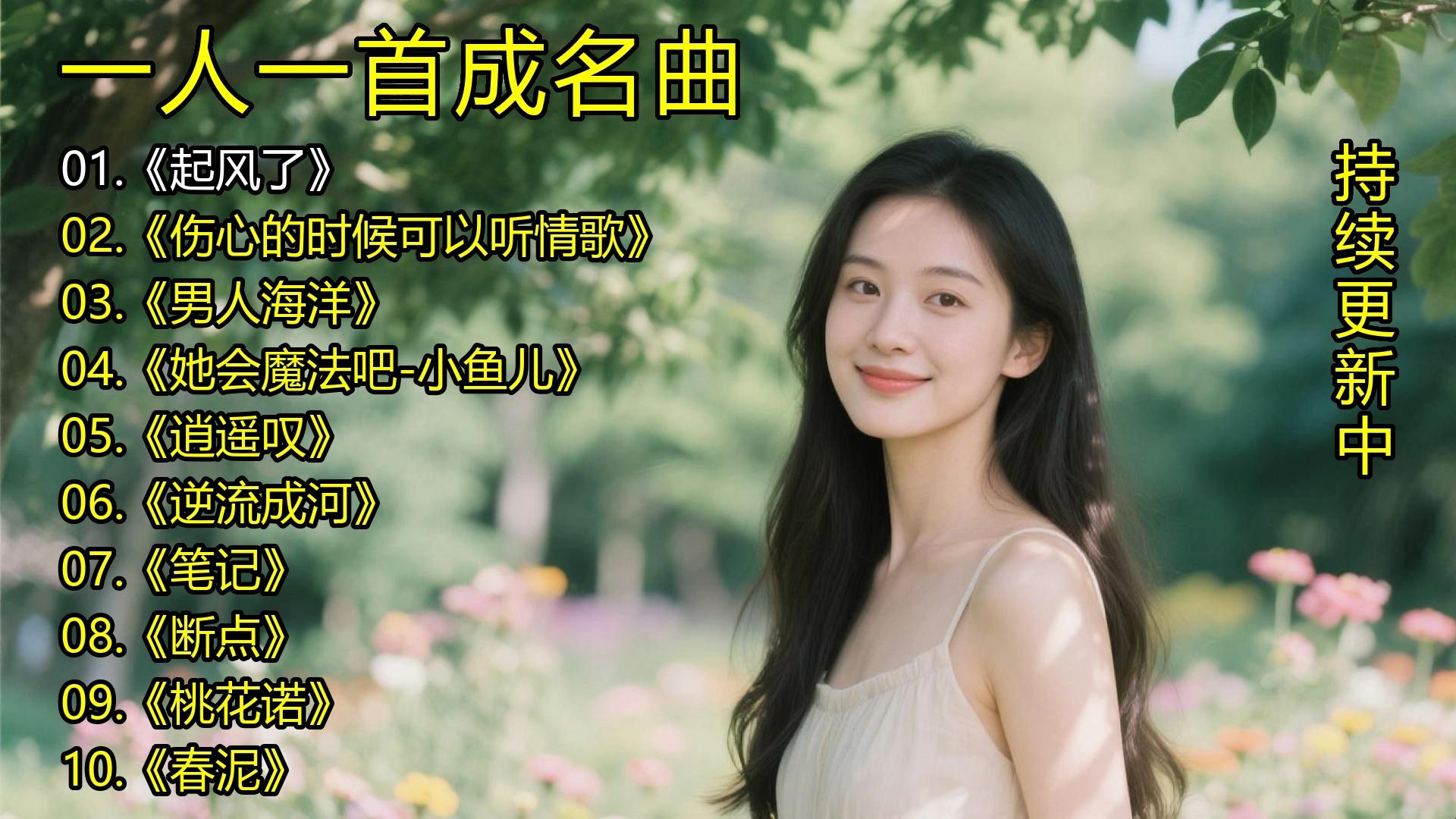 一人一首成名曲《起风了》《伤心的时候可以听情歌》《男人海
