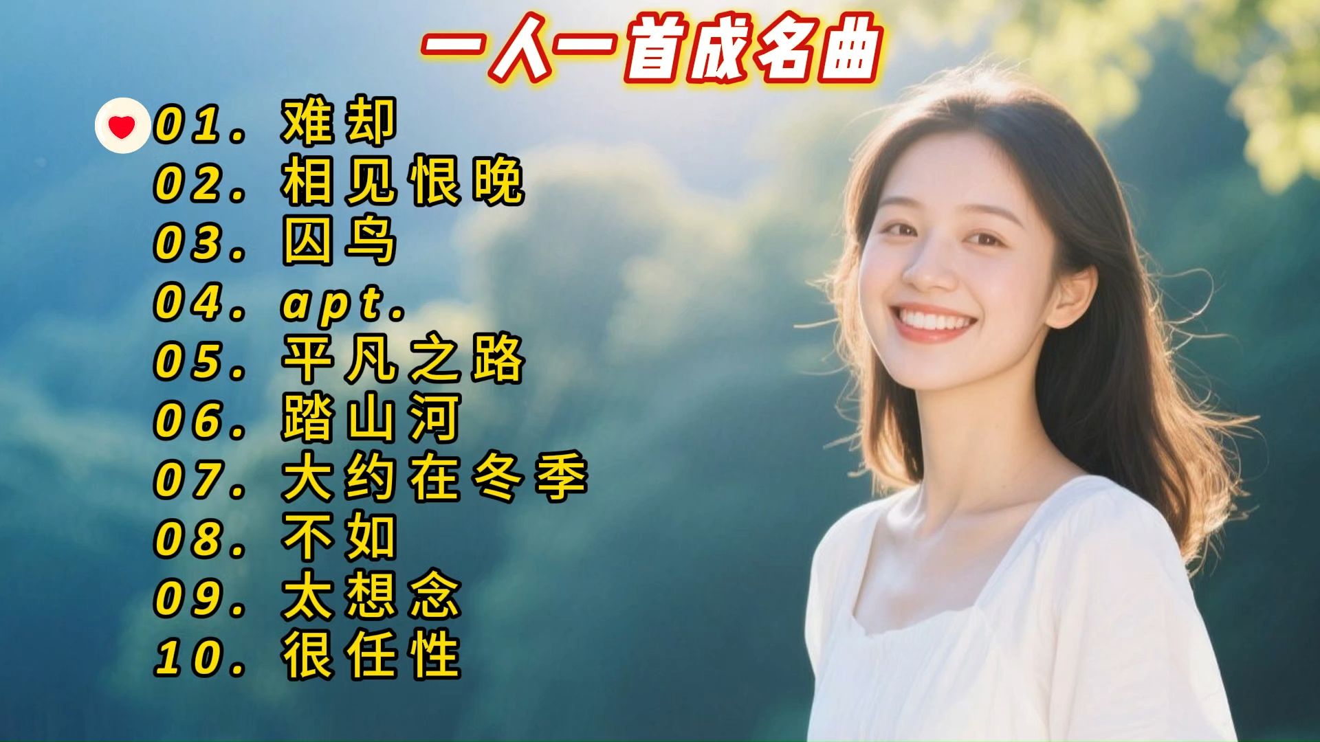 一人一首成名曲《难却》《相见恨晚》《囚鸟》《apt.》《平凡