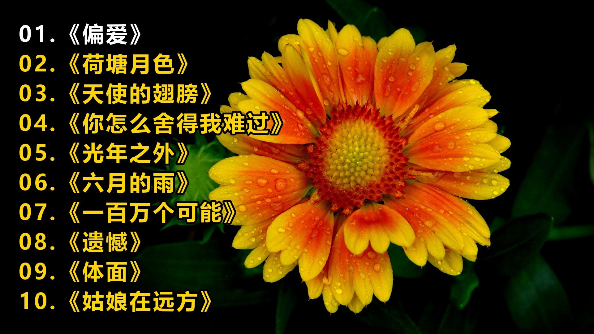 一人一首成名曲《偏爱》《荷塘月色》《天使的翅膀》《你怎么