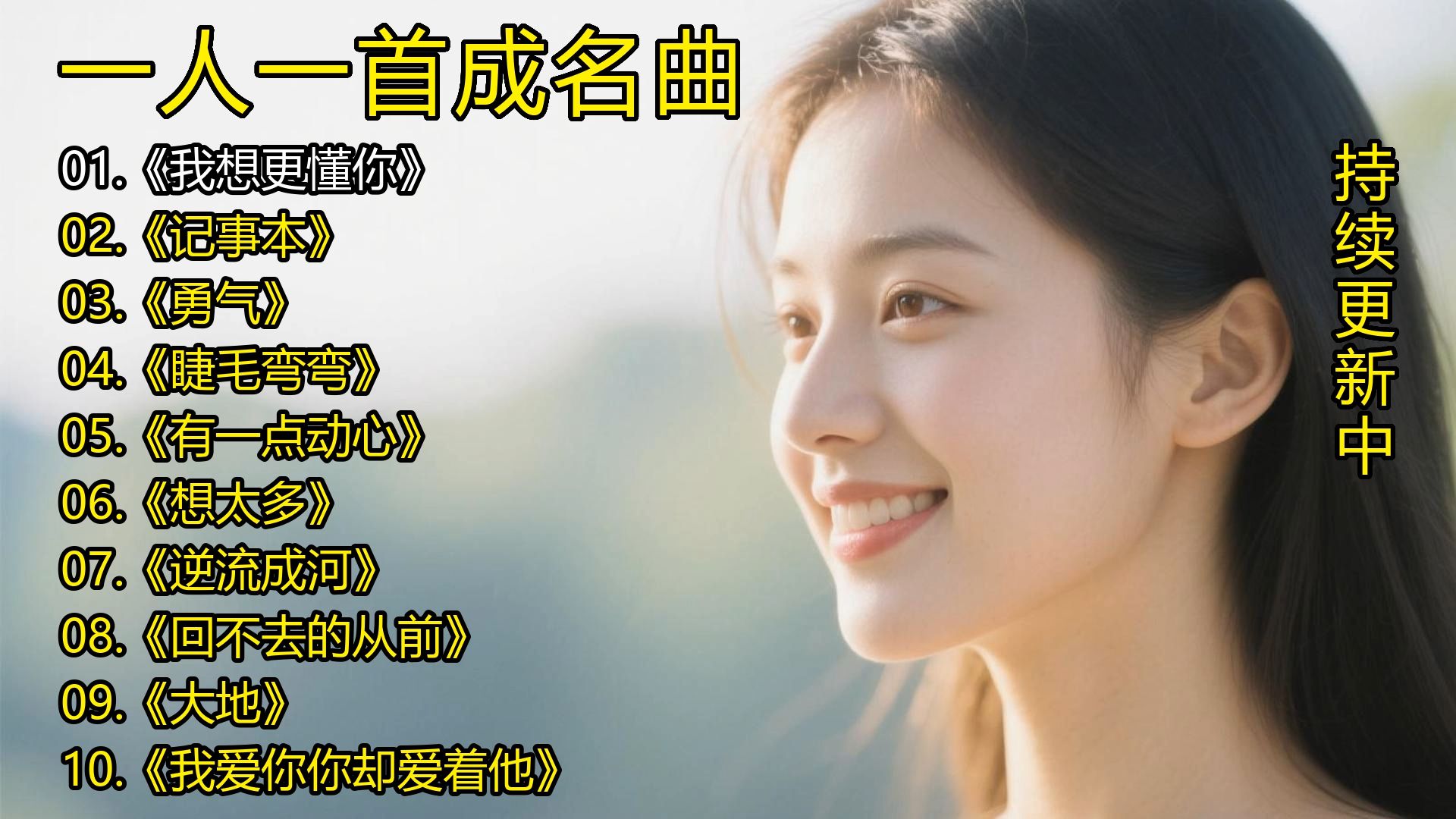 一人一首成名曲《我想更懂你》《记事本》《勇气》《睫毛弯弯
