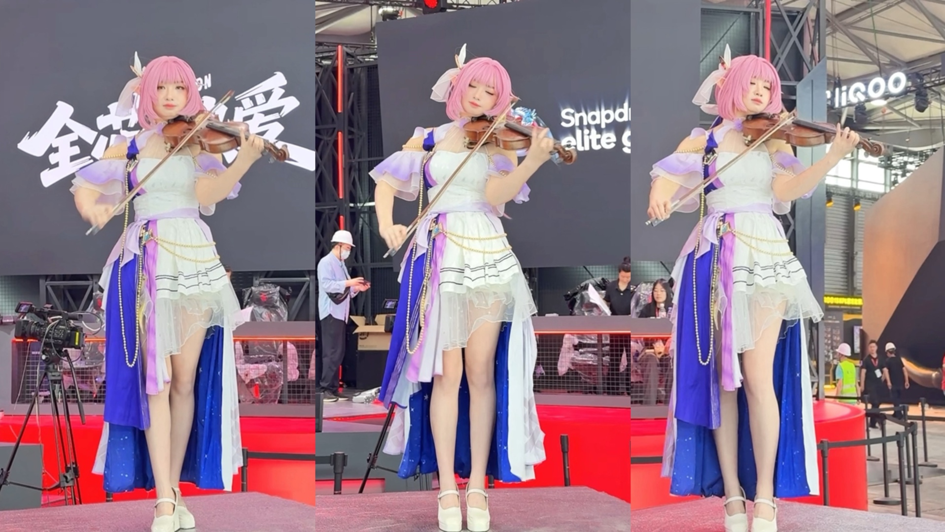 COS爱莉希雅在CJ漫展高台拉小提琴《TruE》这届CJ都玩这么大