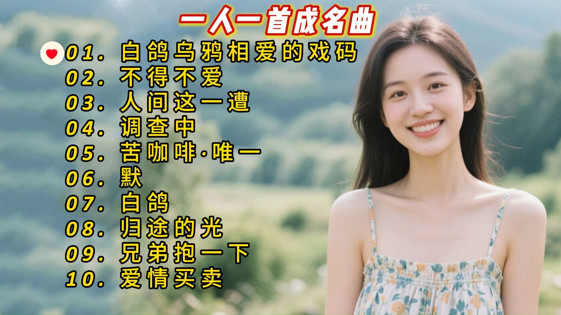 一人一首成名曲《白鸽乌鸦相爱的戏码》《不得不爱》《人间这