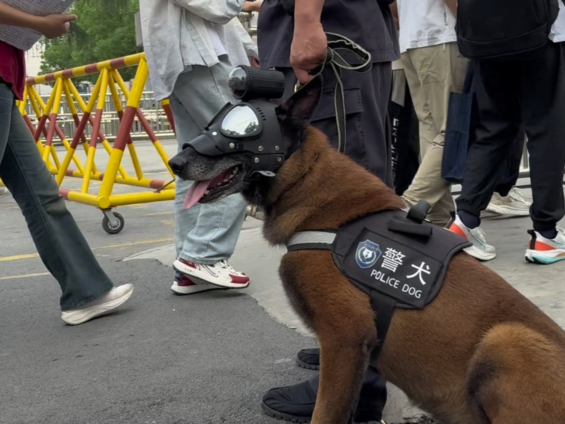 巴万考场外认真执勤，守护学子有序进场。勤务结束归队后，开启干