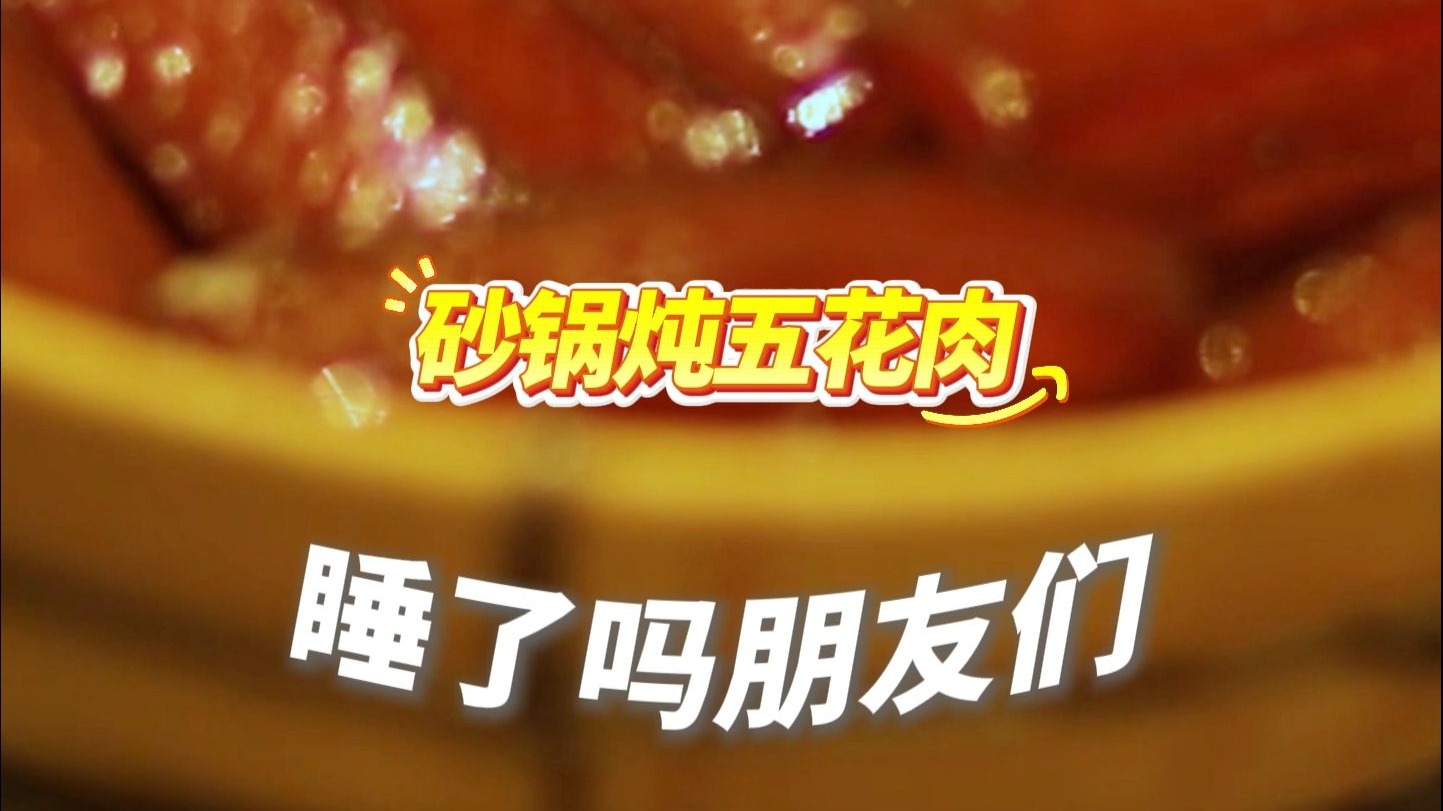 睡了吗？今晚吃砂锅炖五花肉。转给你的好朋友，然后晚安