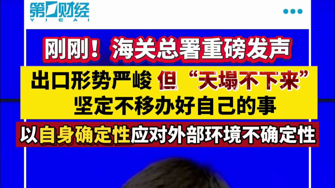 海关总署重磅发声 出口形势严峻 但“天塌不下来”