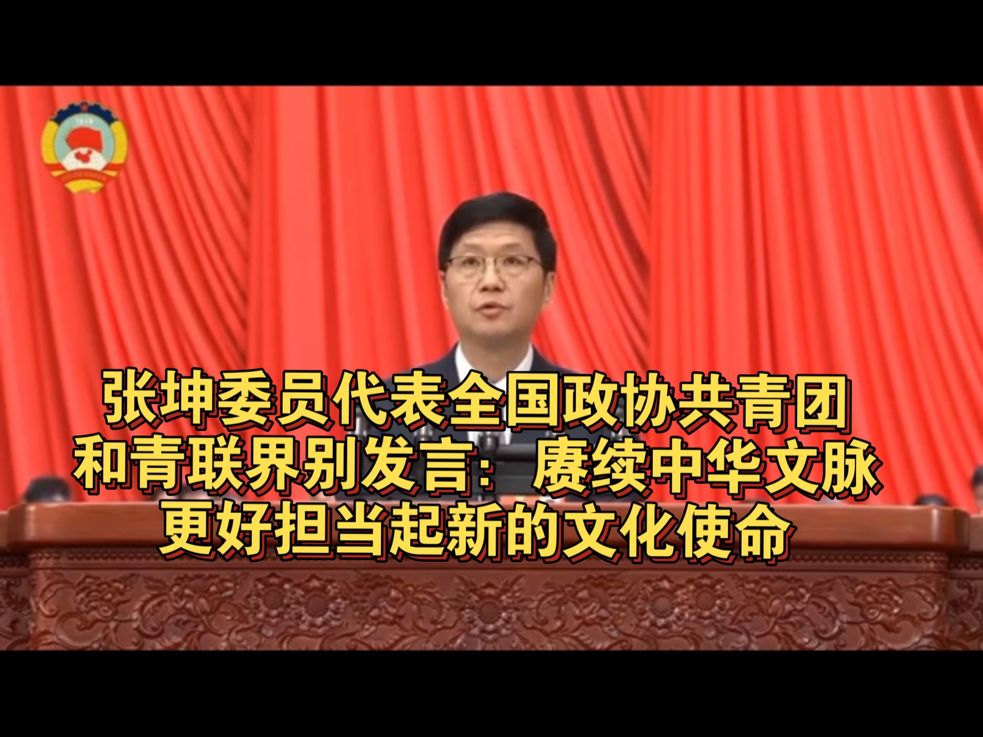 张坤委员代表全国政协共青团和青联界别发言——赓续中华文脉