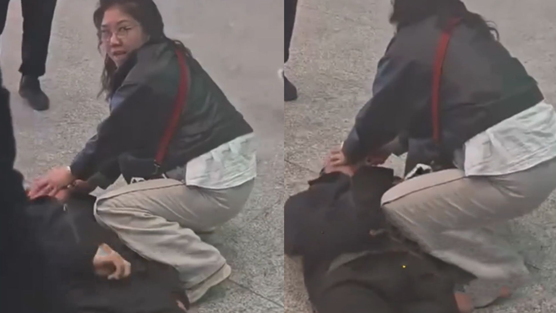 男子突然倒地抽搐，周围人群不知所措，陌生女孩挺身而出成功急救