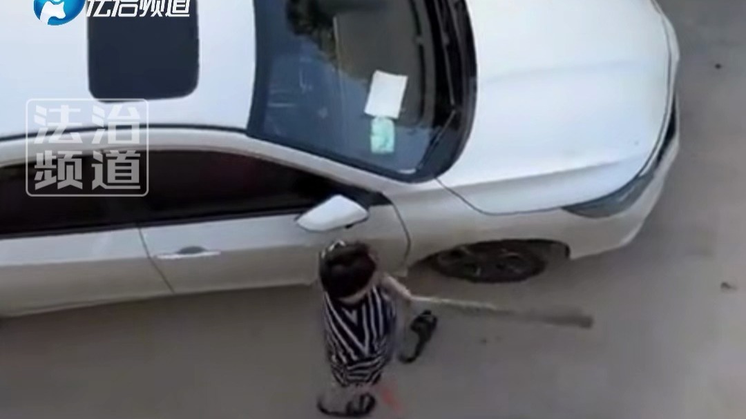 男子拿着棒子准备打狗 偷偷出现没追上自己还摔了