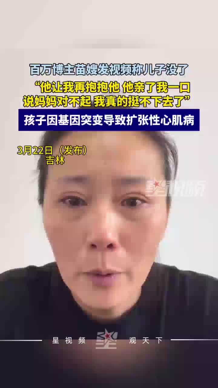 百万粉丝美食博主苗嫂，停更20天后悲伤发布视频：小儿子因病去世