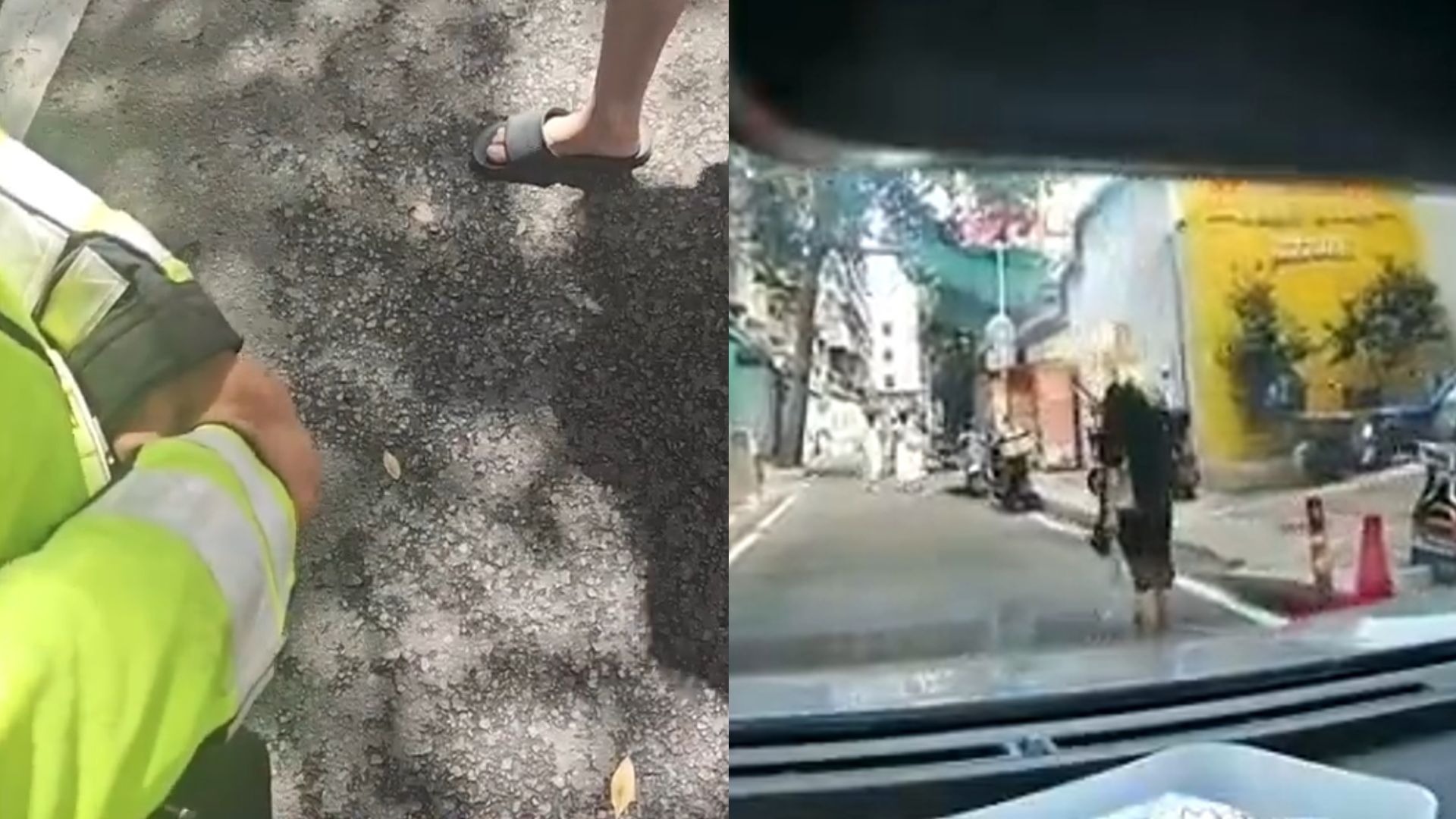 女子突然停在路边玩手机，怒斥司机“差点压到脚”，吓到报警又要