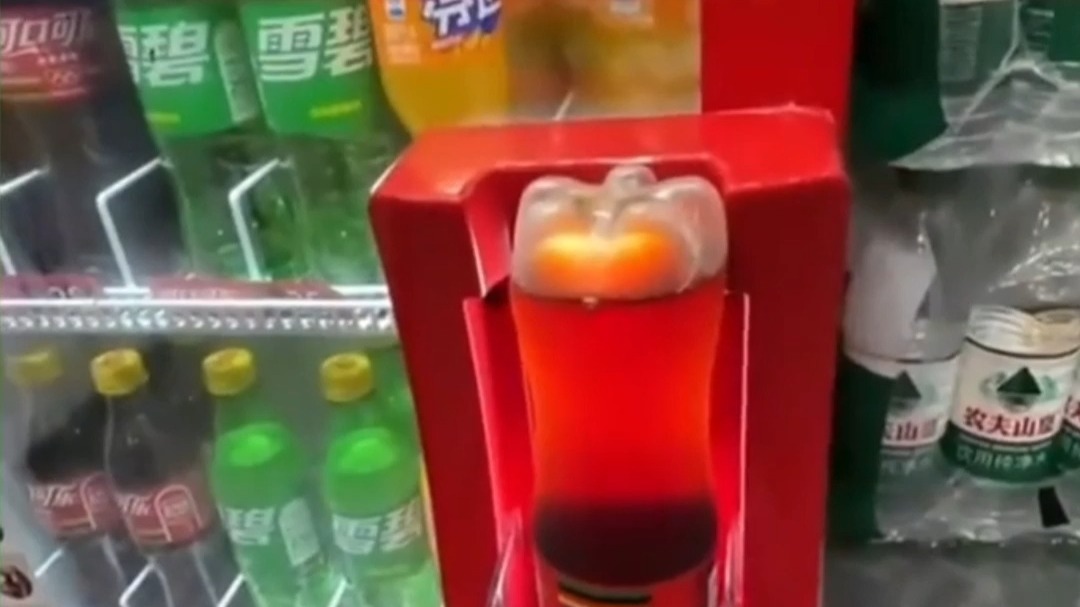 男子将可乐放在机器上 没过一会真的就变冷了（Y）