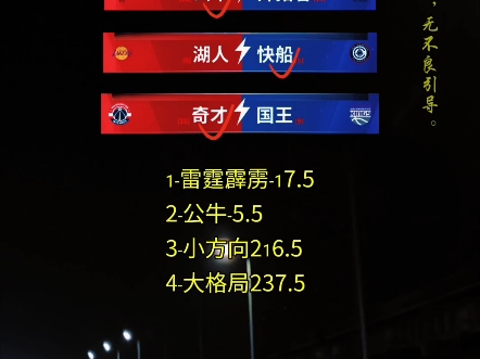 NBA  湖人VS快船，篮网VS雷霆，奇才VS国王，公牛VS开拓者
