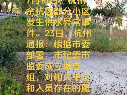 杭州自来水异味7人被问责7月16日，杭州余杭区部分小区发生供水