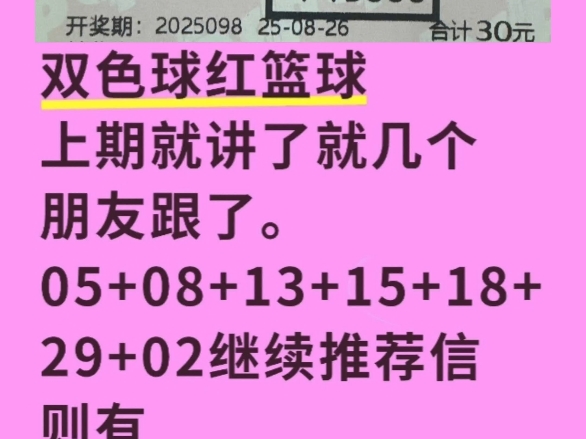 双色球第98期也是成功拿下。99期继续分享推荐。有兴趣的朋友