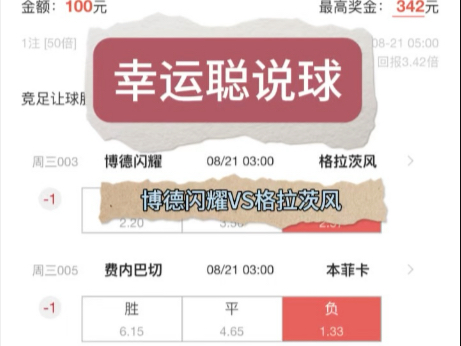 8.20足球推荐 ，博德闪耀VS格拉茨风。