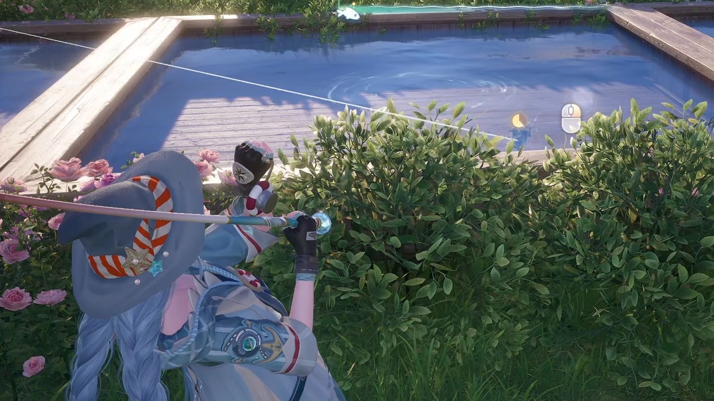 隔着鱼塘也能钓上鱼，奇想力很神奇吧