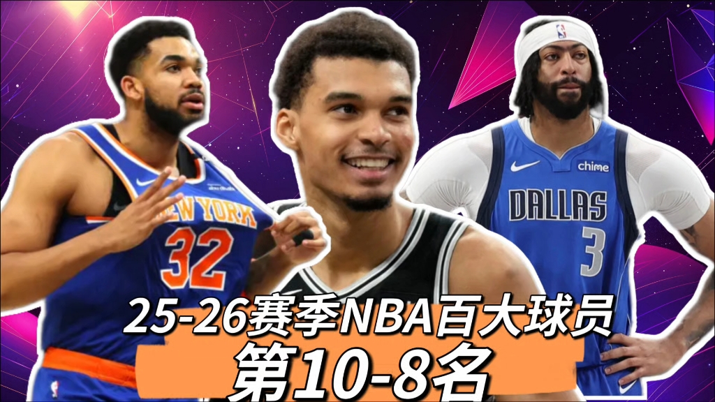 25-26赛季NBA百大球员：第10-8名