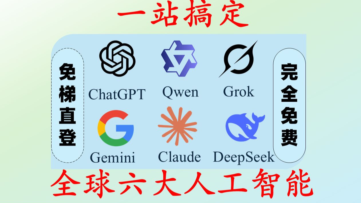 全球六大顶级AI免费、免梯、无限制!GPT5、Claude4、Grok4、Ge 全球六大顶级AI免费、免梯、无限制!GPT5、Claude4、Grok4、Ge