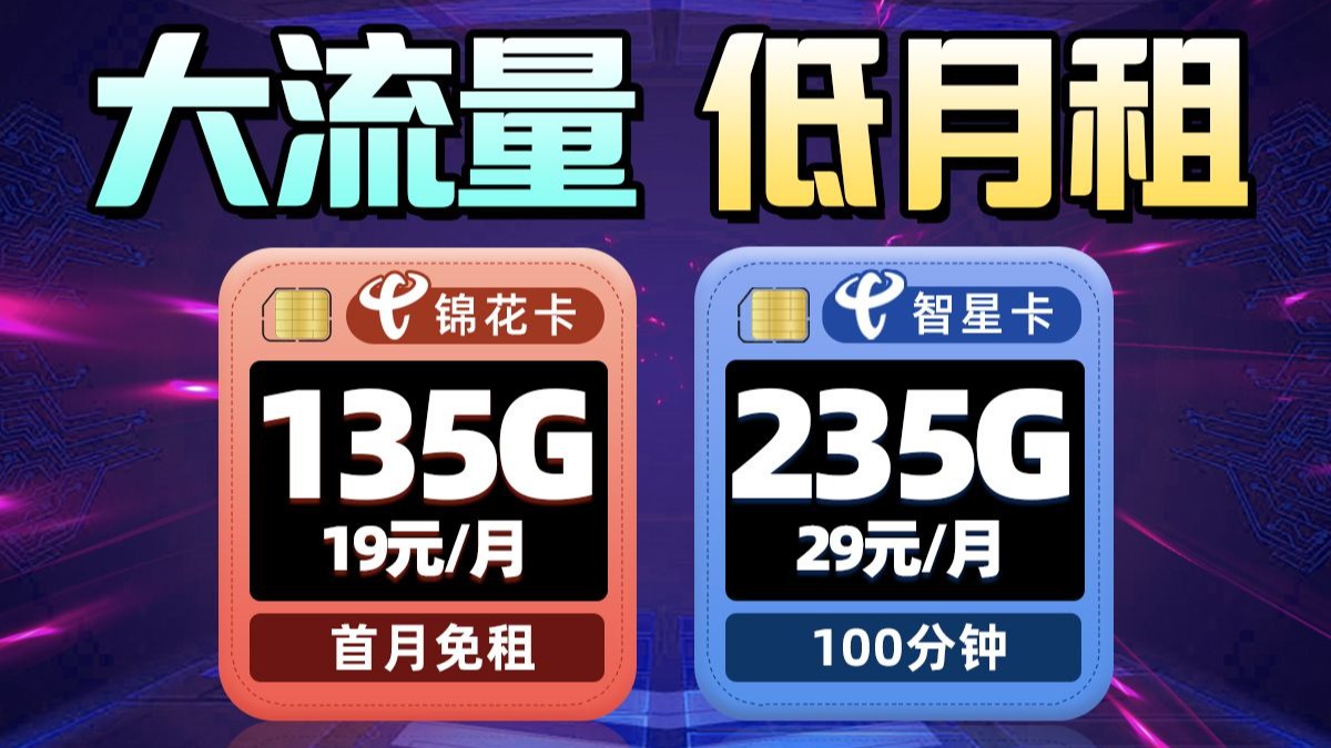 【满配流量卡】首充低至50元，大流量，低月租，网速快，闭眼入的级别