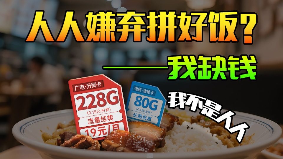 人人嫌弃拼好饭？却是温饱刚需？那19元228G手机卡会成为通信刚需