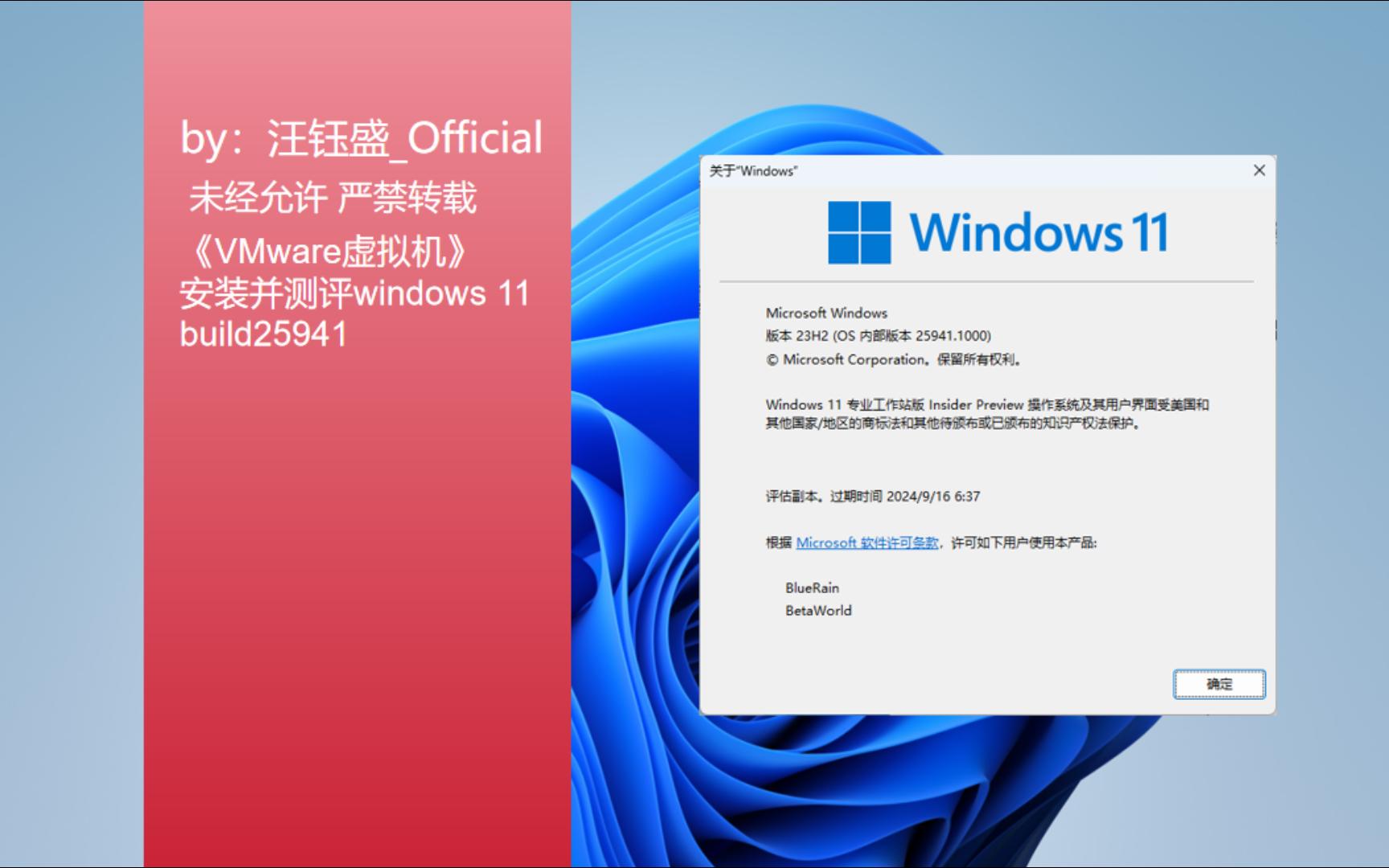 《VMware虚拟机》安装并测评windows 11 build25941