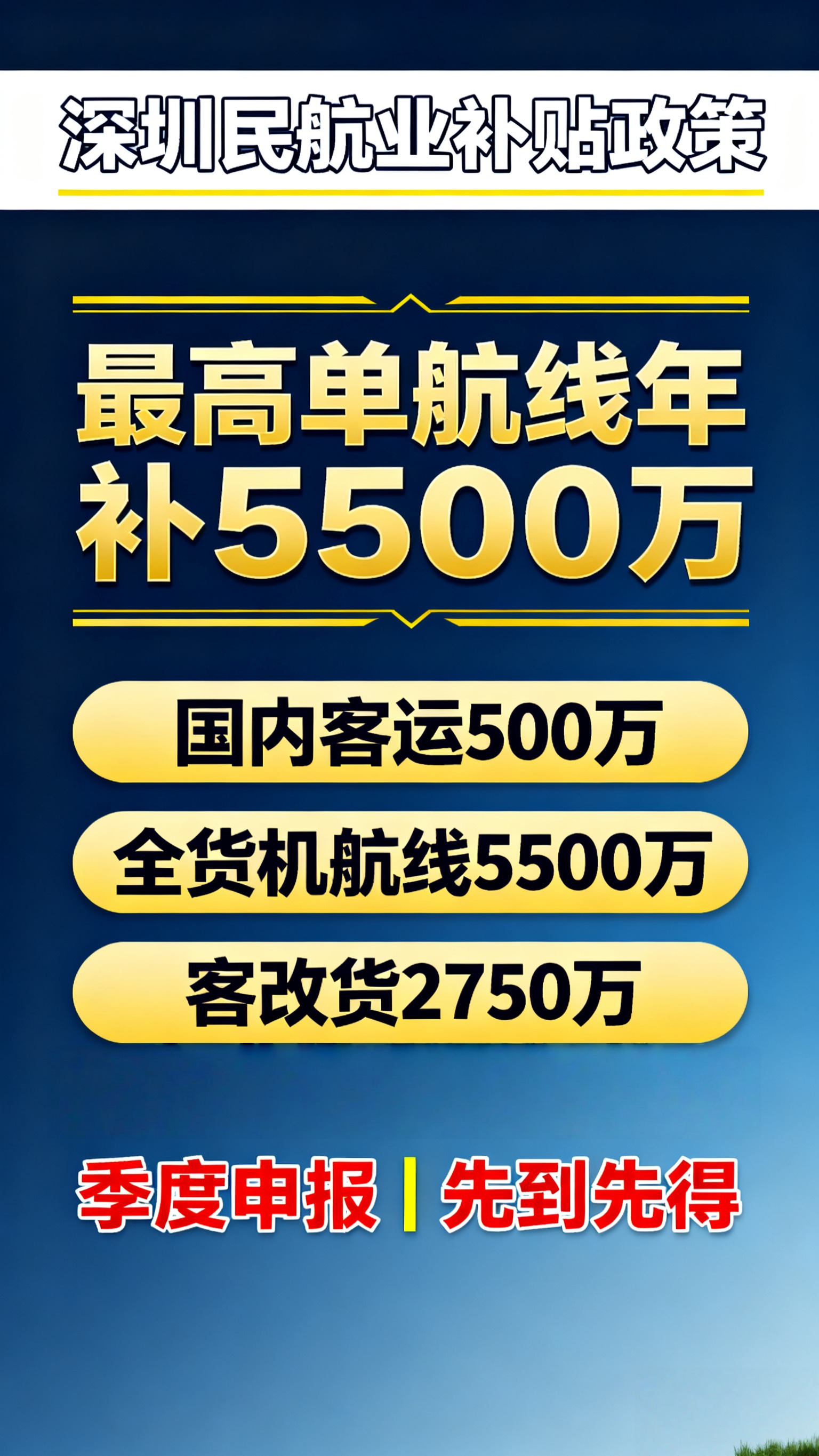 深圳民航补贴政策来袭,速申报! 深圳民航补贴政策来袭,速申报!