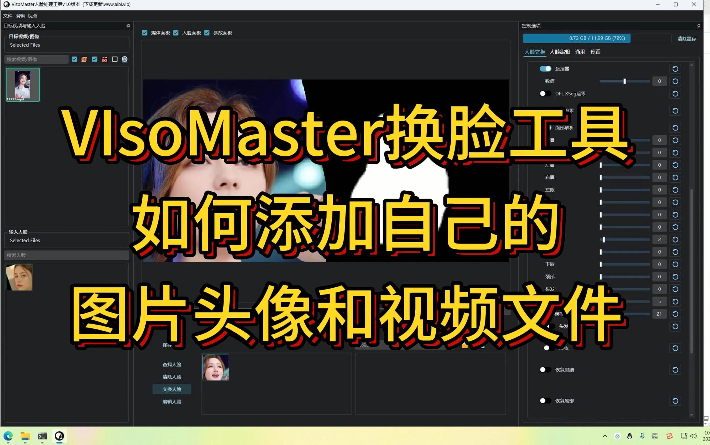VIsoMaster换脸工具如何添加自己的图片头像和视频到软件中