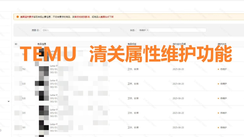 TEMU插件大全  新增清关属性维护功能 定制产品 欢迎咨询