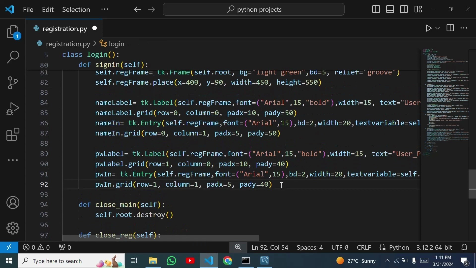GUI Python Projects Registration & Login Form Management